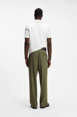 Slim-fit polo in mercerized cotton, Natural