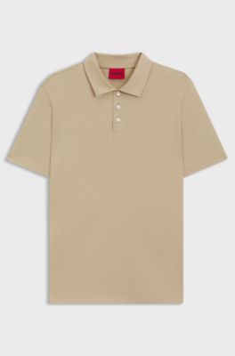 Slim-fit polo in mercerized cotton, Beige