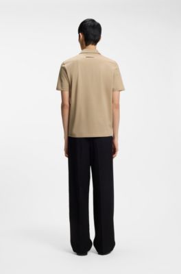 Slim-fit polo in mercerized cotton, Beige