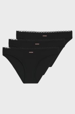 레이스 트리밍 브리프 3개 세트, 블랙