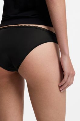 Three-pack of briefs with lace trim, Black