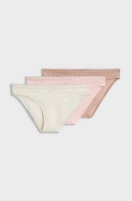 3-pack lace-trim briefs, White / Beige