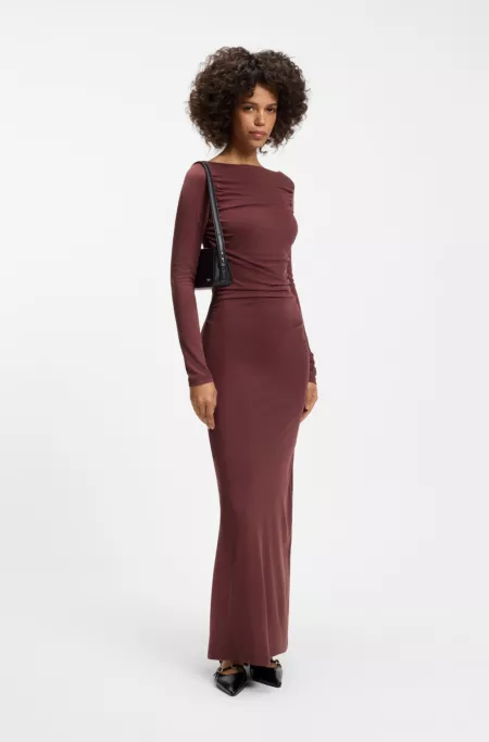Slim-fit jersey dress with ruffle detail