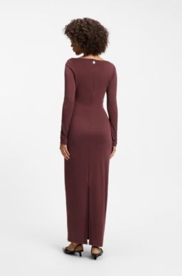 Slim-fit jersey dress, Brown