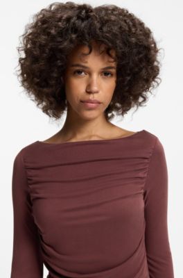 Slim-fit jersey dress, Brown