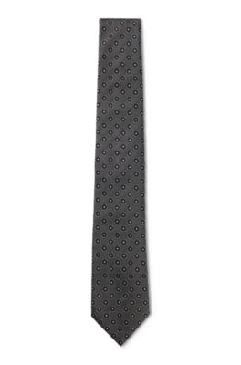 BOSS ONE Silk tie with jacquard pattern, Grey