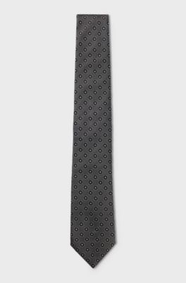 BOSS ONE Silk tie with jacquard pattern, Grey