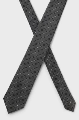 BOSS ONE Silk tie with jacquard pattern, Grey
