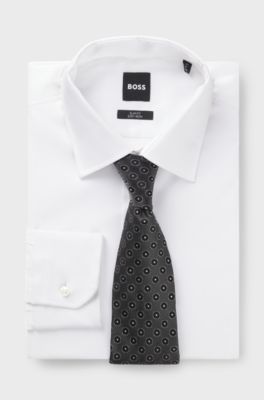 BOSS ONE Silk tie with jacquard pattern, Grey