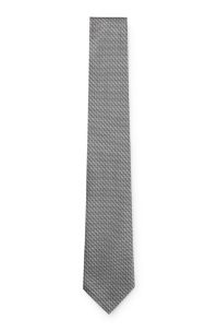 Silk tie with jacquard pattern, Light Grey