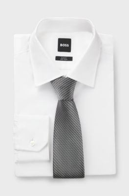 BOSS ONE Silk tie with jacquard pattern, Light Grey
