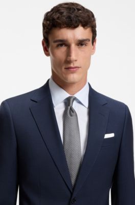 Silk tie with jacquard pattern, Light Grey