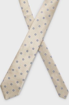 BOSS ONE Silk tie with jacquard pattern, Light Beige