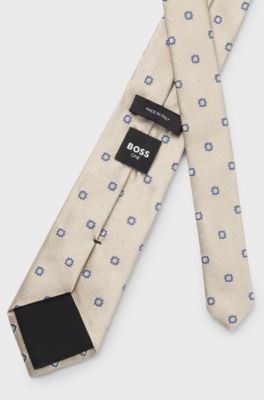 BOSS ONE Silk tie with jacquard pattern, Light Beige