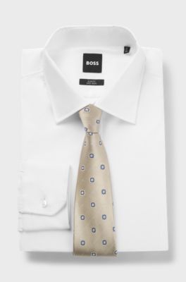 BOSS ONE Silk tie with jacquard pattern, Light Beige