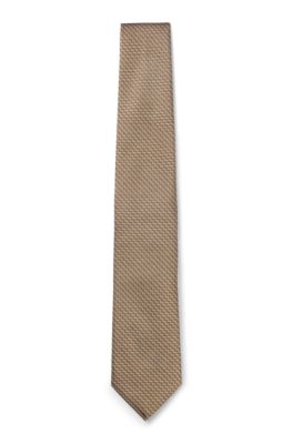 BOSS ONE Silk tie with jacquard pattern, Beige