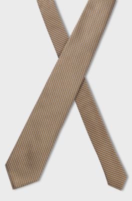 BOSS ONE Silk tie with jacquard pattern, Beige