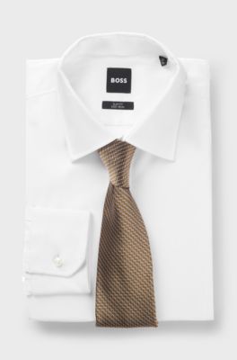 BOSS ONE Silk tie with jacquard pattern, Beige