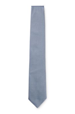 Silk tie with jacquard pattern, Light Blue