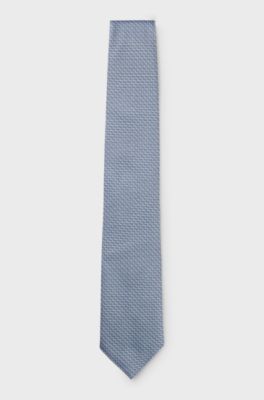 Silk tie with jacquard pattern, Light Blue