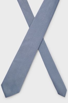 Silk tie with jacquard pattern, Light Blue