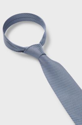Silk tie with jacquard pattern, Light Blue
