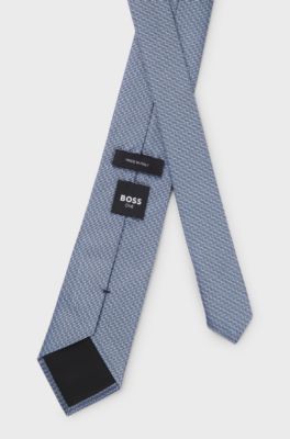 Silk tie with jacquard pattern, Light Blue