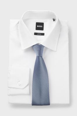 BOSS ONE Silk tie with jacquard pattern, Light Blue