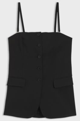 Sharp-fit corset vest with detachable straps, Black