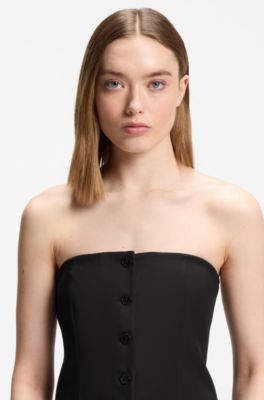 Sharp-fit corset vest with detachable straps, Black