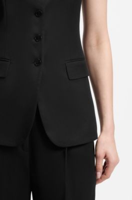 Sharp-fit corset vest with detachable straps, Black