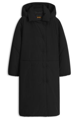Water-repellent jacket with detachable hood, Black