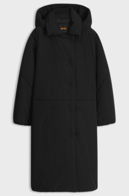 Water-repellent jacket with detachable hood, Black