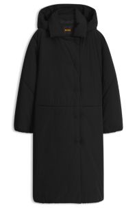 Water-repellent jacket with detachable hood, Black