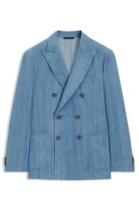 Italian-cotton blazer with peak lapels, Light Blue