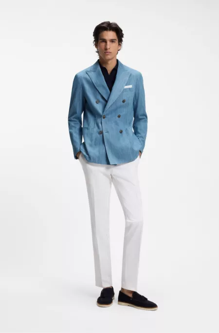 Italian-cotton blazer with peak lapels