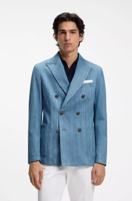 Italian-cotton blazer with peak lapels