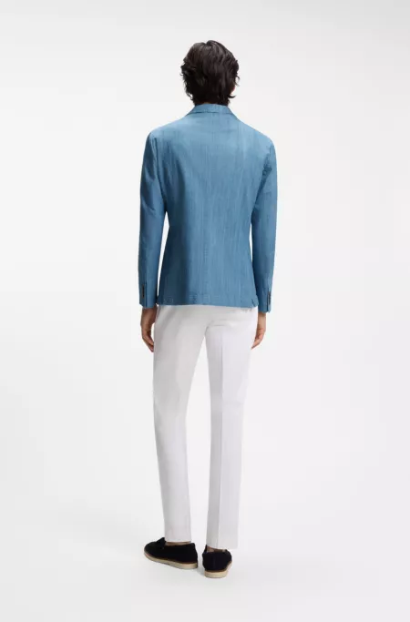 Italian-cotton blazer with peak lapels