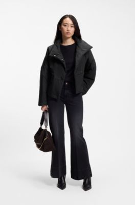 Water-repellent jacket with stand collar, Black