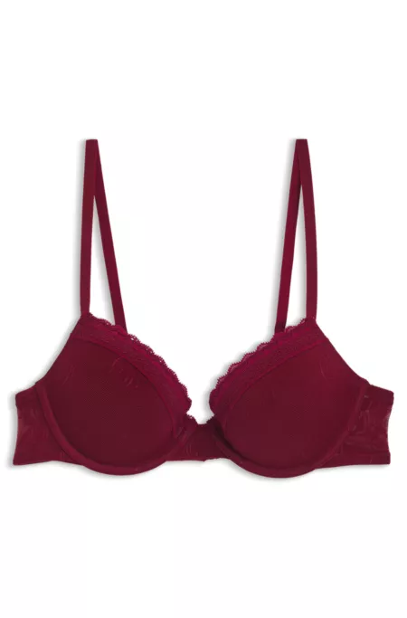 Push-up bra in logo lace