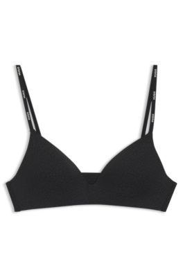 Stretch-jersey bralette with leopard print, Black