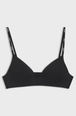 Stretch-jersey bralette with leopard print, Black