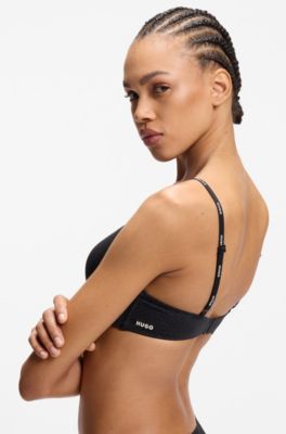 Stretch-jersey bralette with leopard print, Black