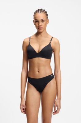 Stretch-jersey bralette with leopard print, Black