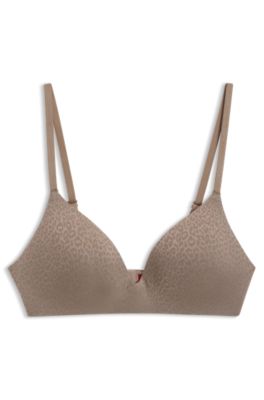 Stretch-jersey bralette with leopard print, Beige Patterned