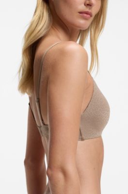 Stretch-jersey bralette with leopard print, Beige Patterned