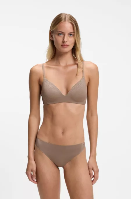 Stretch-jersey bralette with leopard print