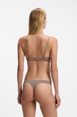 Stretch-jersey bralette with leopard print, Beige Patterned
