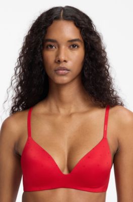 Stretch-jersey bralette with leopard print, Red