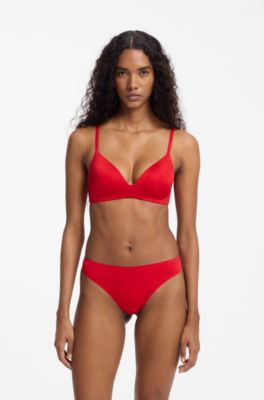 Stretch-jersey bralette with leopard print, Red